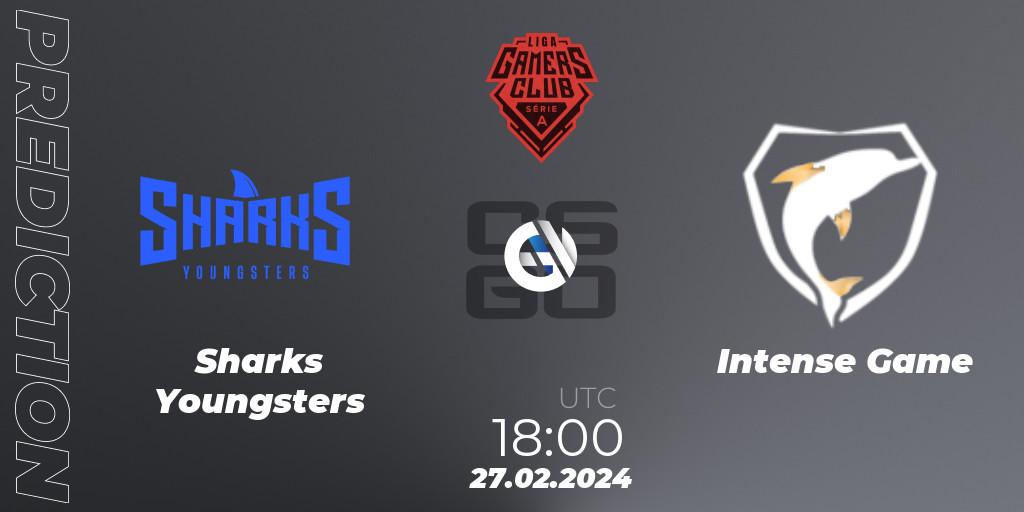 Sharks Youngsters vs Intense Game: Betting TIp, Match Prediction. 27.02.2024 at 18:00. Counter-Strike (CS2), Gamers Club Liga Série A: February 2024