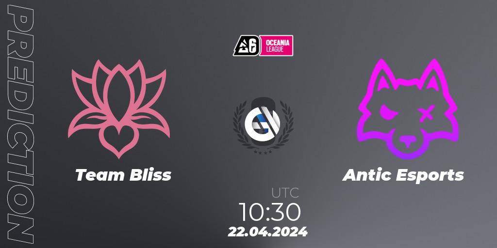 Team Bliss vs Antic Esports: Betting TIp, Match Prediction. 22.04.2024 at 10:30. Rainbow Six, Oceania League 2024 - Stage 1