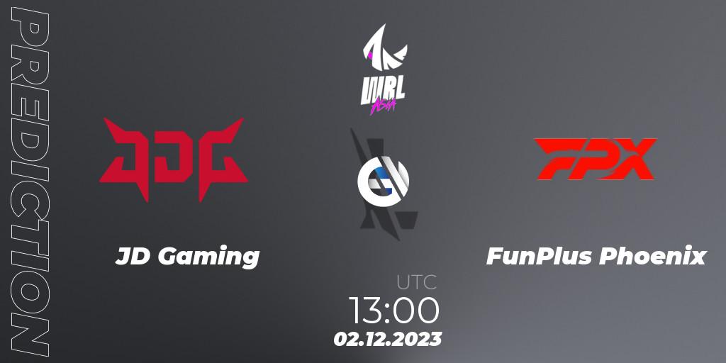 JD Gaming vs FunPlus Phoenix: Betting TIp, Match Prediction. 02.12.2023 at 13:00. Wild Rift, WRL Asia 2023 - Season 2 - Regular Season