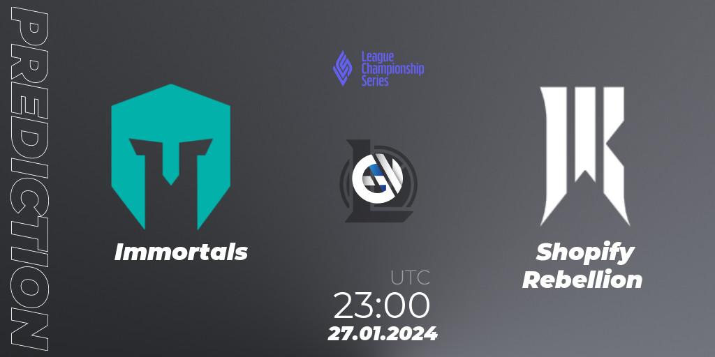 Immortals vs Shopify Rebellion: Betting TIp, Match Prediction. 27.01.24. LoL, LCS Spring 2024 - Group Stage