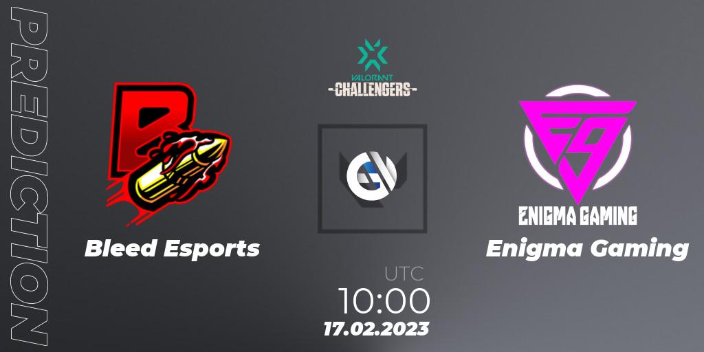 Bleed Esports vs Enigma Gaming: Betting TIp, Match Prediction. 17.02.2023 at 10:00. VALORANT, VALORANT Challengers 2023: Malaysia & Singapore Split 1
