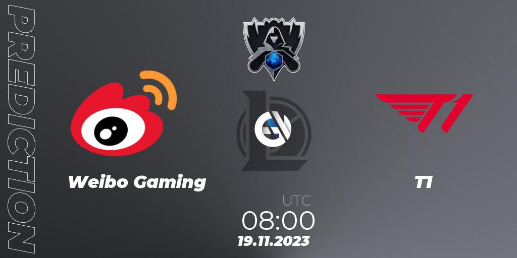 Weibo Gaming vs T1: Betting TIp, Match Prediction. 19.11.2023 at 08:45. LoL, Worlds 2023 LoL - Finals