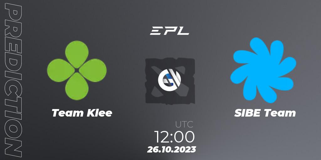 Team Klee vs SIBE Team: Betting TIp, Match Prediction. 26.10.2023 at 12:00. Dota 2, European Pro League Season 13