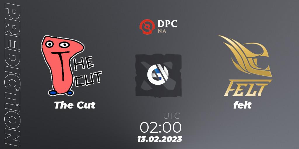 The Cut vs felt: Betting TIp, Match Prediction. 13.02.2023 at 01:57. Dota 2, DPC 2022/2023 Winter Tour 1: NA Division II (Lower)