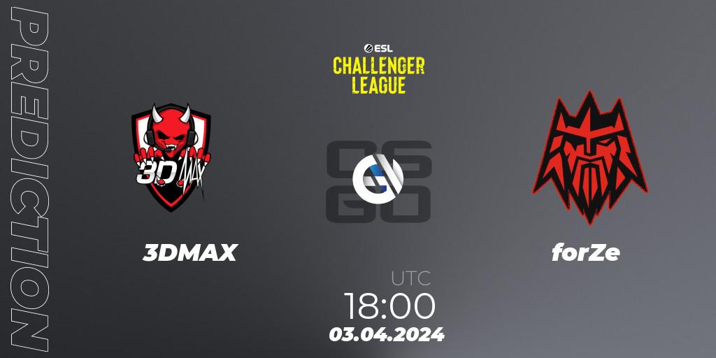 3DMAX vs forZe: Betting TIp, Match Prediction. 03.04.24. CS2 (CS:GO), ESL Challenger League Season 47: Europe