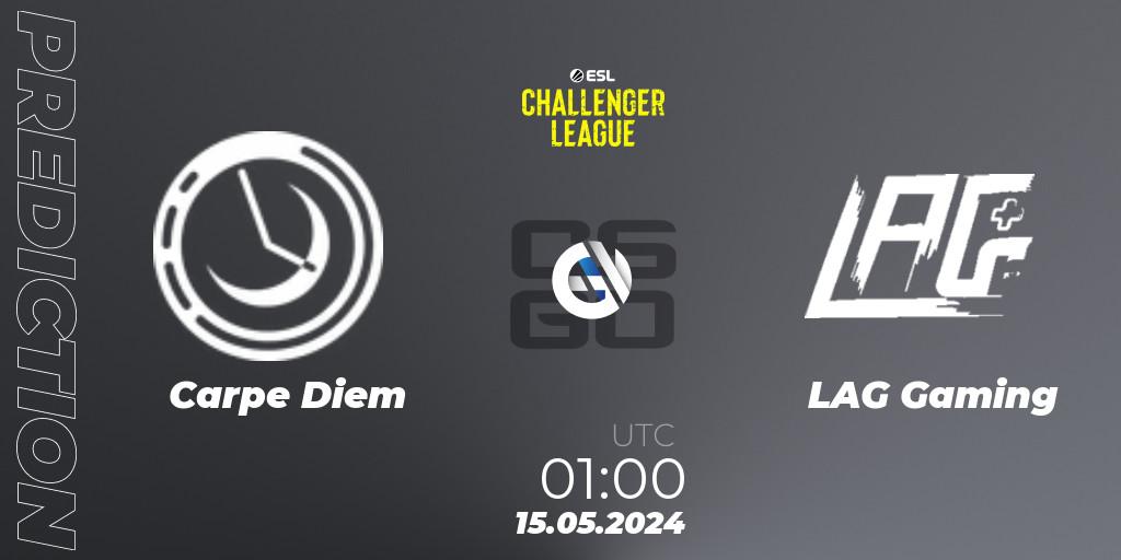 Carpe Diem vs LAG Gaming: Betting TIp, Match Prediction. 15.05.2024 at 01:00. Counter-Strike (CS2), ESL Challenger League Season 47: North America