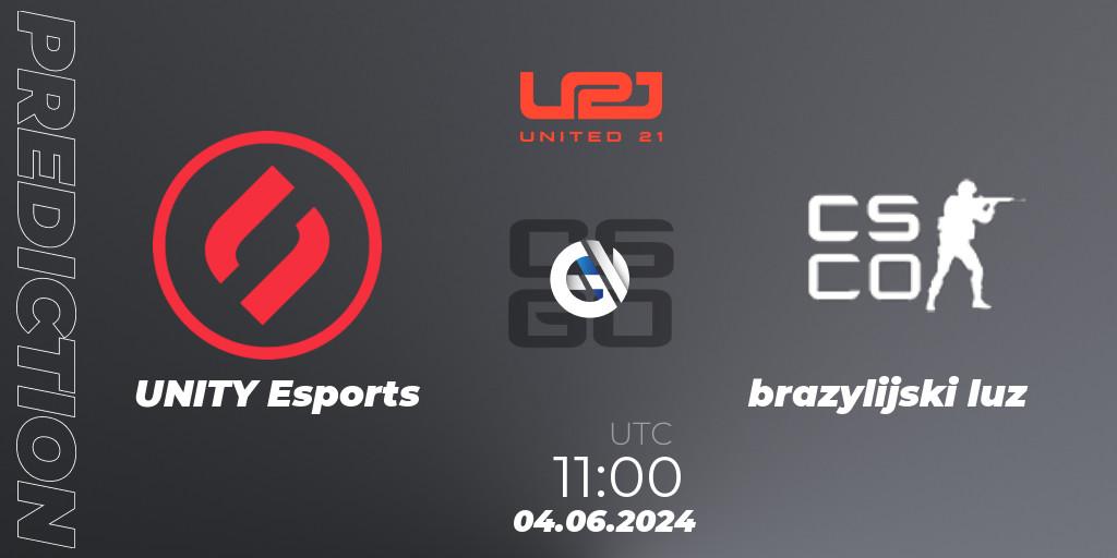 UNITY Esports vs brazylijski luz: Betting TIp, Match Prediction. 04.06.2024 at 11:00. Counter-Strike (CS2), United21 Season 16