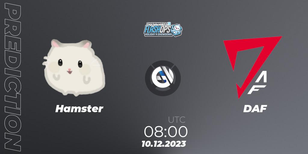 Hamster vs DAF: Betting TIp, Match Prediction. 10.12.2023 at 08:00. Overwatch, Flash Ops Holiday Showdown - APAC Finals