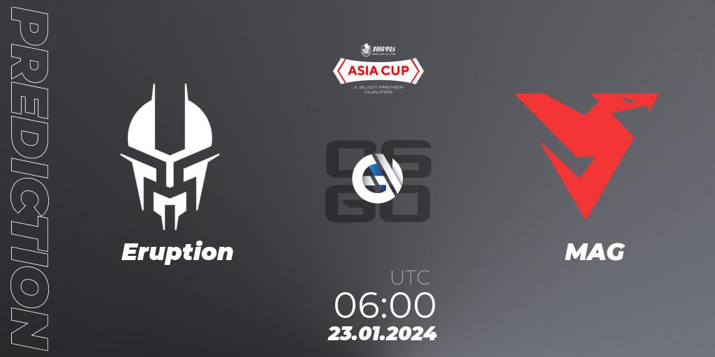 Eruption vs MAG: Betting TIp, Match Prediction. 23.01.24. CS2 (CS:GO), 5E Arena Asia Cup Spring 2024: Asian Qualifier #1