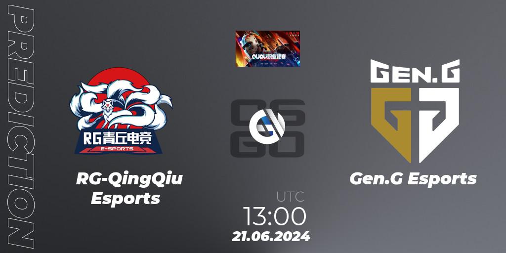 RG-QingQiu Esports vs Gen.G Esports: Betting TIp, Match Prediction. 21.06.2024 at 13:00. Counter-Strike (CS2), QU Pro League
