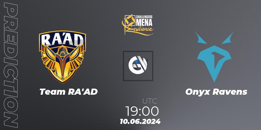 Team RA'AD vs Onyx Ravens: Betting TIp, Match Prediction. 10.06.2024 at 18:00. VALORANT, VALORANT Challengers 2024 MENA: Resilience Split 2 - Levant and North Africa