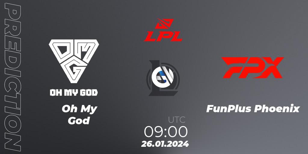 Oh My God vs FunPlus Phoenix: Betting TIp, Match Prediction. 26.01.2024 at 09:00. LoL, LPL Spring 2024 - Group Stage