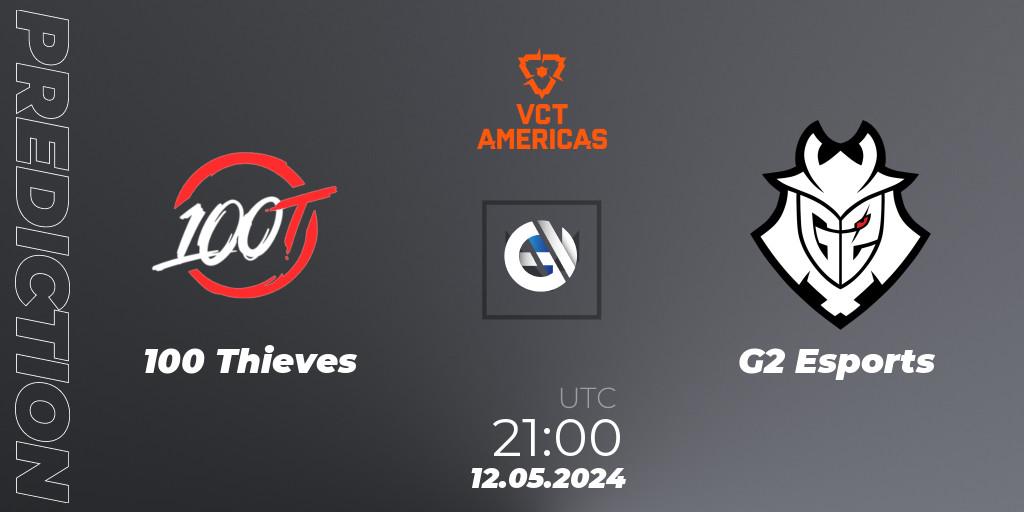100 Thieves vs G2 Esports: Betting TIp, Match Prediction. 12.05.2024 at 21:00. VALORANT, VCT 2024: Americas League - Stage 1