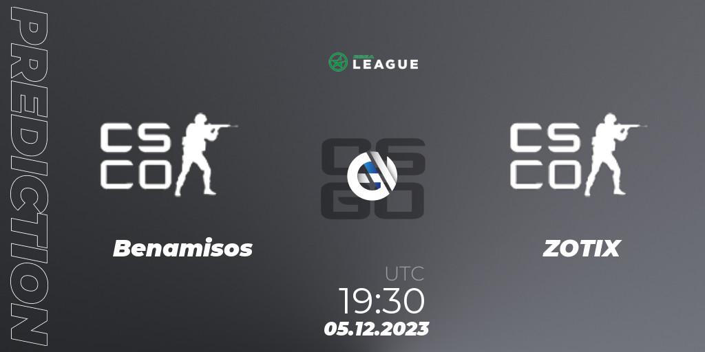 Benamisos vs ZOTIX: Betting TIp, Match Prediction. 05.12.2023 at 19:30. Counter-Strike (CS2), ESEA Season 47: Main Division - Europe