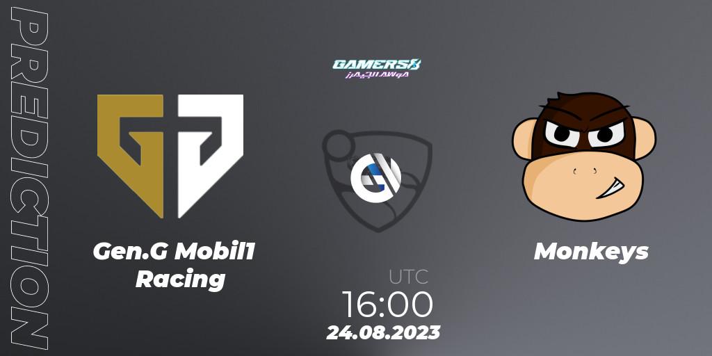 Gen.G Mobil1 Racing vs Monkeys: Betting TIp, Match Prediction. 24.08.2023 at 15:30. Rocket League, Gamers8 2023