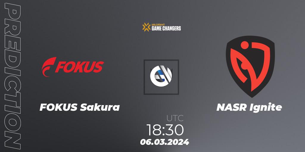 FOKUS Sakura vs NASR Ignite: Betting TIp, Match Prediction. 06.03.2024 at 18:30. VALORANT, VCT 2024: Game Changers EMEA Stage 1