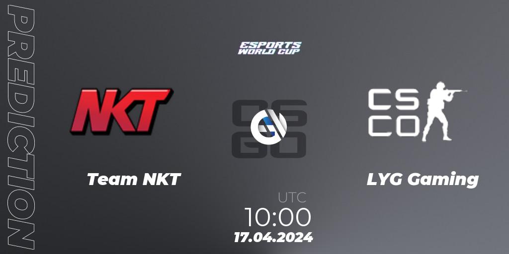 Team NKT vs LYG Gaming: Betting TIp, Match Prediction. 17.04.2024 at 10:10. Counter-Strike (CS2), Esports World Cup 2024: Asian Open Qualifier