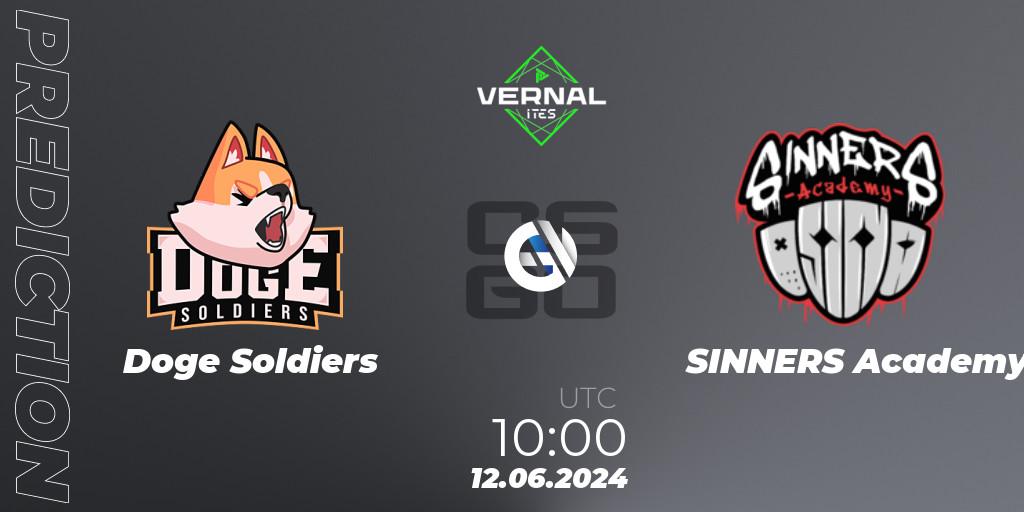 Doge Soldiers vs SINNERS Academy: Betting TIp, Match Prediction. 12.06.2024 at 10:00. Counter-Strike (CS2), ITES Vernal