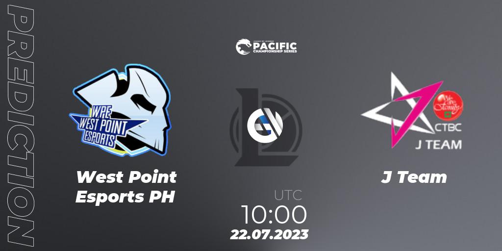 West Point Esports PH vs J Team: Betting TIp, Match Prediction. 22.07.2023 at 10:00. LoL, PACIFIC Championship series Group Stage