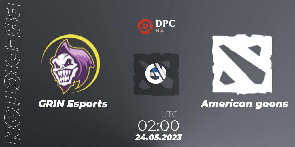 GRIN Esports vs American goons: Betting TIp, Match Prediction. 23.05.2023 at 23:59. Dota 2, DPC 2023 Tour 3: NA Closed Qualifier