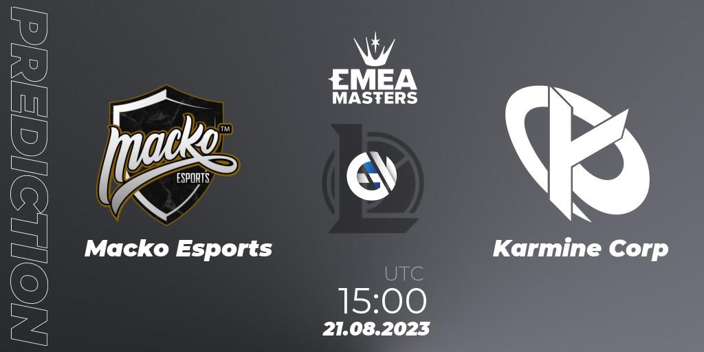 Macko Esports vs Karmine Corp: Betting TIp, Match Prediction. 21.08.2023 at 15:00. LoL, EMEA Masters Summer 2023