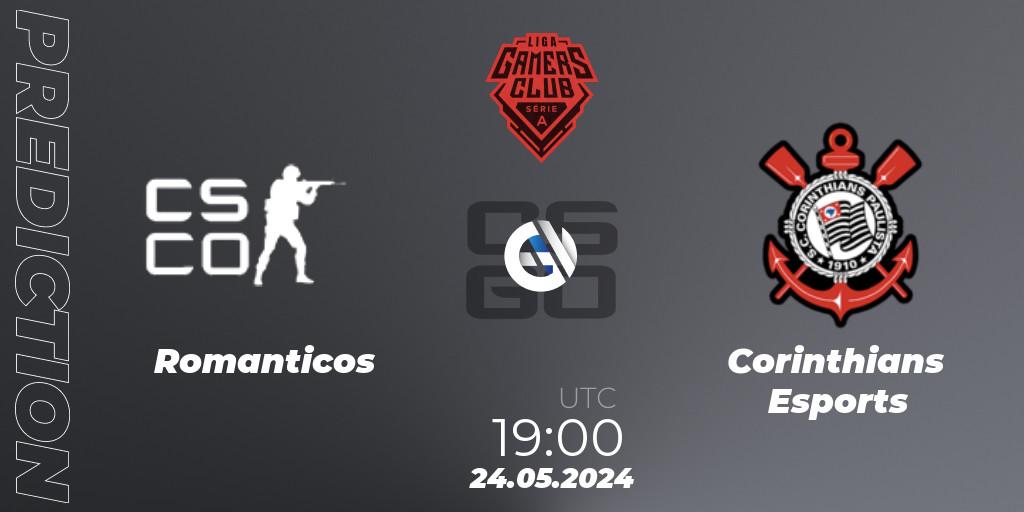 Romanticos vs Corinthians Esports: Betting TIp, Match Prediction. 24.05.2024 at 19:00. Counter-Strike (CS2), Gamers Club Liga Série A: May 2024