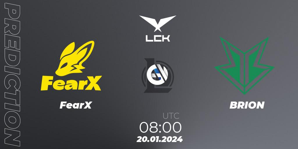 FearX vs BRION: Betting TIp, Match Prediction. 20.01.24. LoL, LCK Spring 2024 - Group Stage