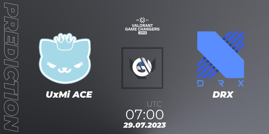 UxMi ACE vs DRX: Betting TIp, Match Prediction. 29.07.2023 at 06:40. VALORANT, VCT 2023: Game Changers Japan Split 1