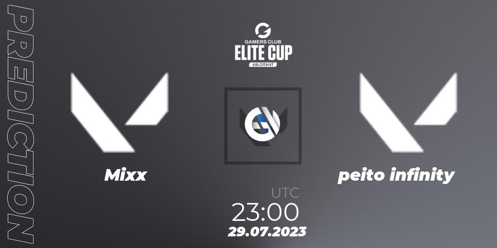 Mixx vs peito infinity: Betting TIp, Match Prediction. 29.07.2023 at 23:00. VALORANT, Gamers Club Elite Cup 2023