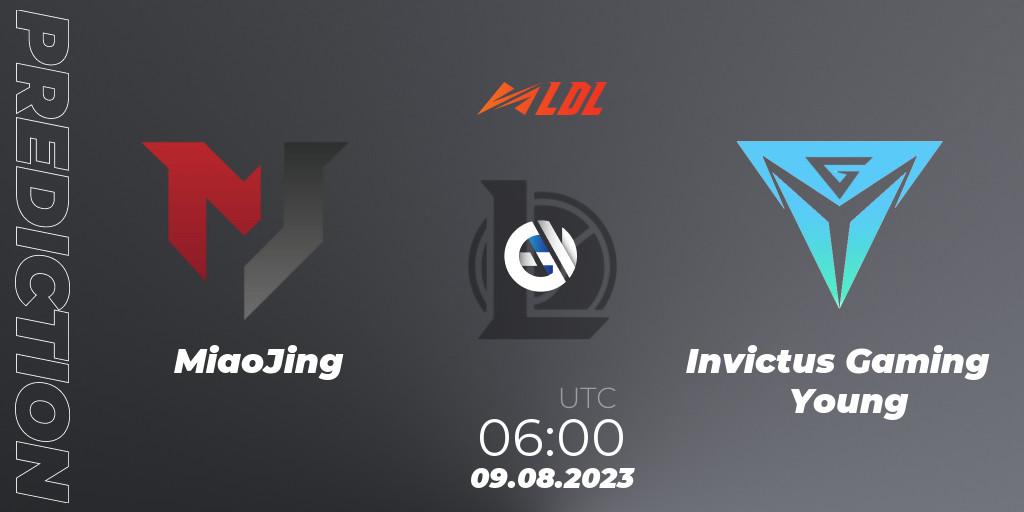 MiaoJing vs Invictus Gaming Young: Betting TIp, Match Prediction. 09.08.2023 at 06:00. LoL, LDL 2023 - Playoffs