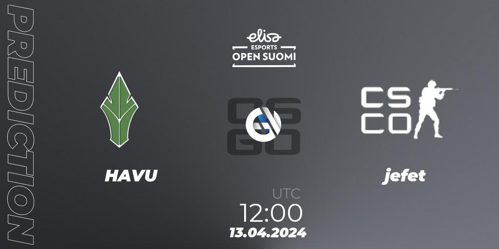 HAVU vs jefet: Betting TIp, Match Prediction. 13.04.24. CS2 (CS:GO), Elisa Open Suomi Season 6