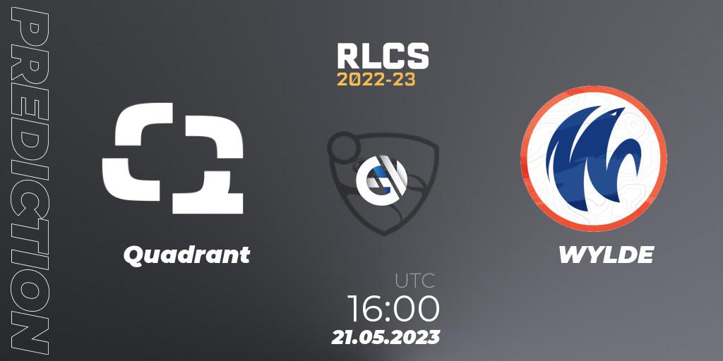 Quadrant vs WYLDE: Betting TIp, Match Prediction. 21.05.2023 at 16:00. Rocket League, RLCS 2022-23 - Spring: Europe Regional 2 - Spring Cup: Closed Qualifier