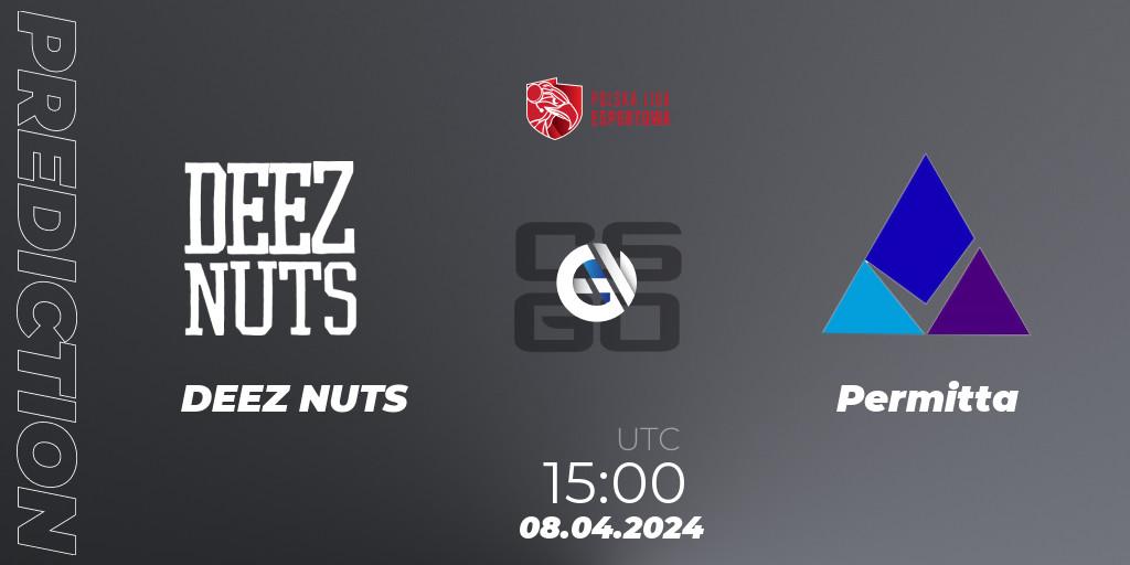 DEEZ NUTS vs Permitta: Betting TIp, Match Prediction. 08.04.2024 at 15:00. Counter-Strike (CS2), Polska Liga Esportowa 2024: Split #1