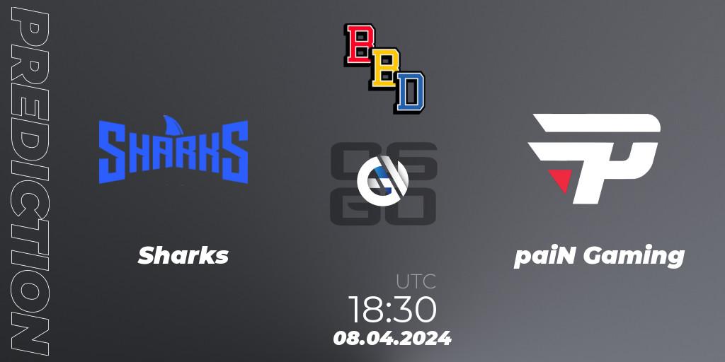 Sharks vs paiN Gaming: Betting TIp, Match Prediction. 08.04.24. CS2 (CS:GO), BetBoom Dacha Belgrade 2024: South American Qualifier