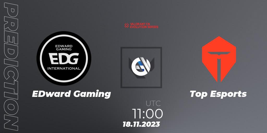 EDward Gaming vs Top Esports: Betting TIp, Match Prediction. 18.11.2023 at 12:30. VALORANT, VALORANT China Evolution Series Act 3: Heritability