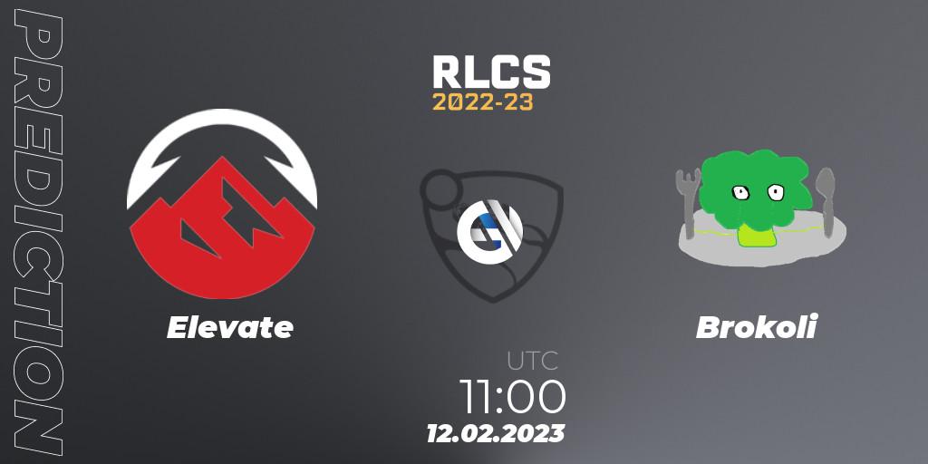 Elevate vs Brokoli: Betting TIp, Match Prediction. 12.02.2023 at 11:00. Rocket League, RLCS 2022-23 - Winter: Asia-Pacific Regional 2 - Winter Cup