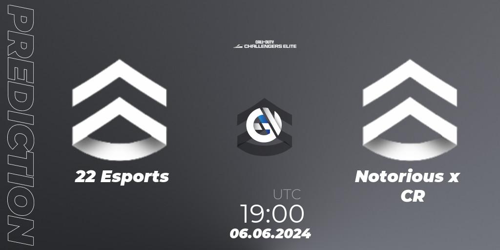 22 Esports vs Notorious x CR: Betting TIp, Match Prediction. 06.06.2024 at 18:00. Call of Duty, Call of Duty Challengers 2024 - Elite 3: EU