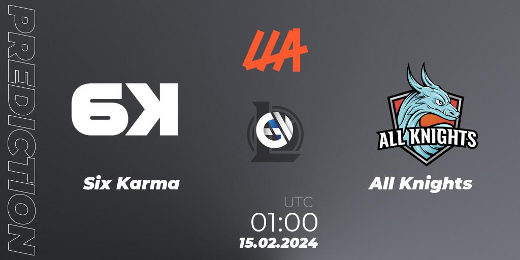 Six Karma vs All Knights: Betting TIp, Match Prediction. 15.02.24. LoL, LLA 2024 Opening Group Stage