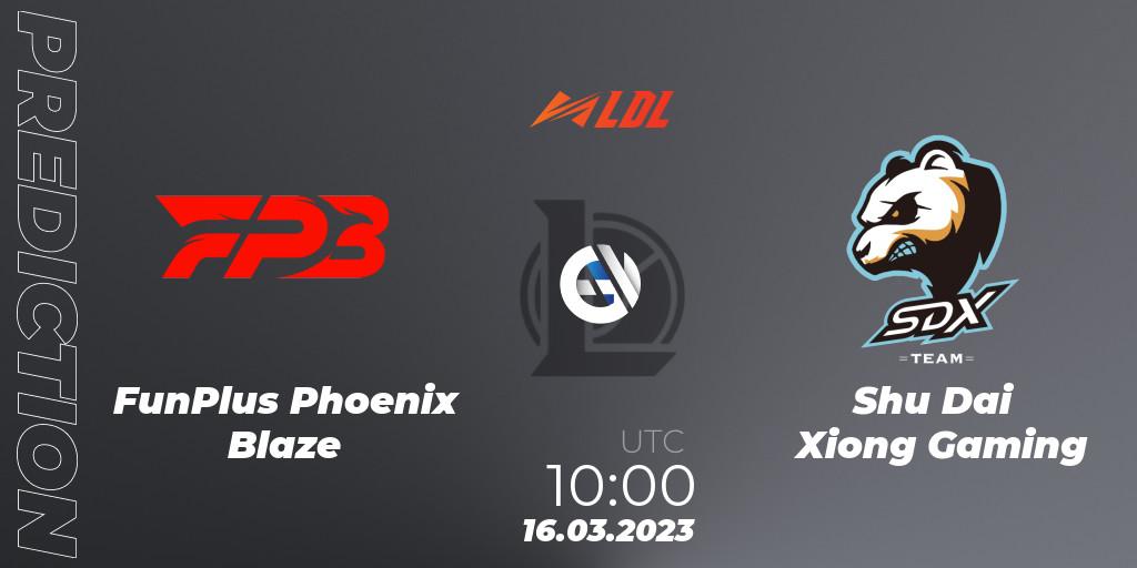 FunPlus Phoenix Blaze vs Shu Dai Xiong Gaming: Betting TIp, Match Prediction. 16.03.23. LoL, LDL 2023 - Regular Season