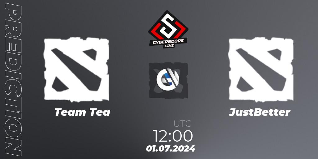 Team Tea vs JustBetter: Betting TIp, Match Prediction. 08.07.2024 at 18:00. Dota 2, CyberScore Cup