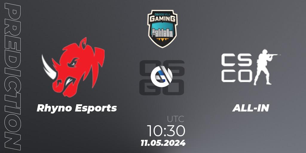 Rhyno Esports vs ALL-IN: Betting TIp, Match Prediction. 11.05.2024 at 10:30. Counter-Strike (CS2), Óbidos Kings Cup II
