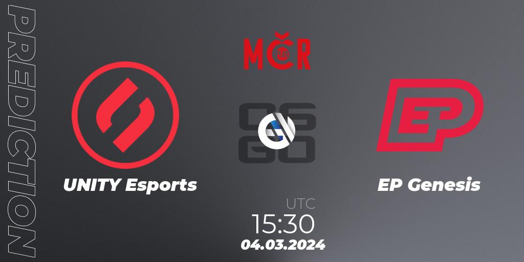 UNITY Esports vs EP Genesis: Betting TIp, Match Prediction. 04.03.2024 at 15:30. Counter-Strike (CS2), Tipsport Cup Winter 2024: Online Stage