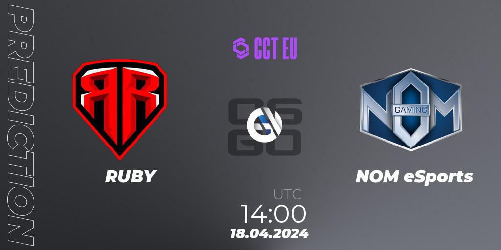 RUBY vs NOM eSports: Betting TIp, Match Prediction. 18.04.24. CS2 (CS:GO), CCT Season 2 Europe Series 1 Closed Qualifier