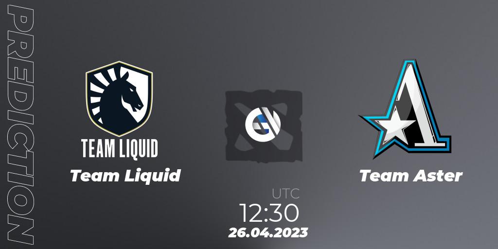 Team Liquid vs Team Aster: Betting TIp, Match Prediction. 26.04.2023 at 12:30. Dota 2, The Berlin Major 2023 ESL - Group Stage