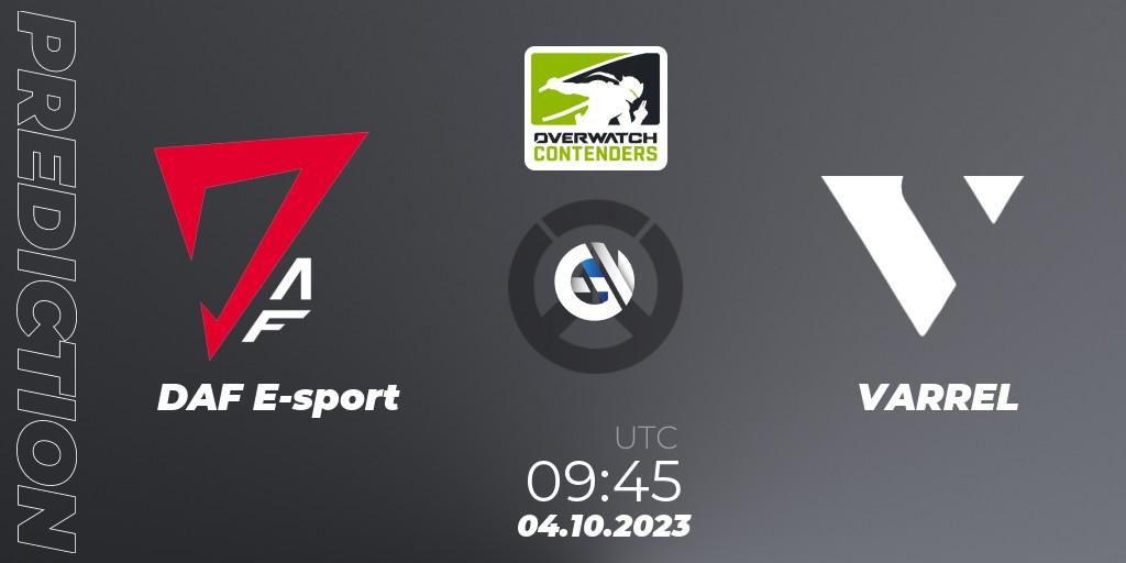 DAF E-sport vs VARREL: Betting TIp, Match Prediction. 04.10.2023 at 09:45. Overwatch, Overwatch Contenders 2023 Fall Series: Asia Pacific