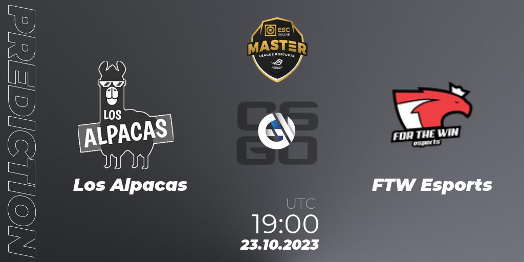 Los Alpacas vs FTW Esports: Betting TIp, Match Prediction. 23.10.2023 at 19:00. Counter-Strike (CS2), Master League Portugal Season 12: Online Stage