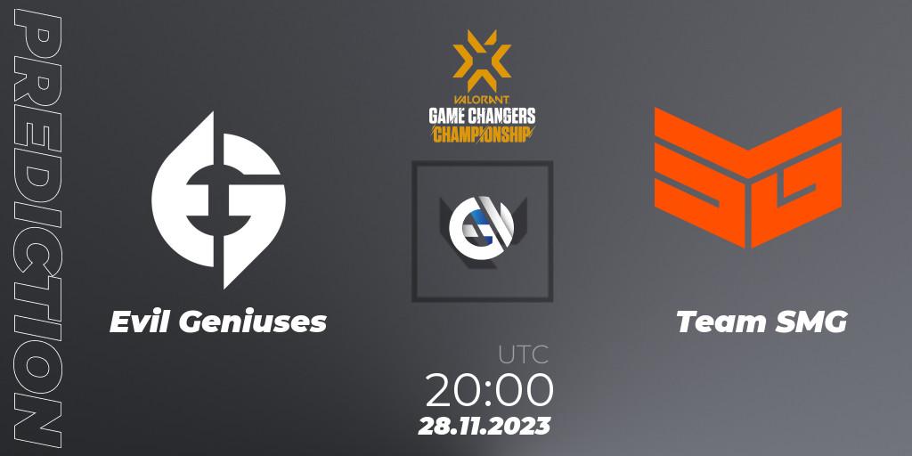 Evil Geniuses vs Team SMG: Betting TIp, Match Prediction. 28.11.23. VALORANT, VCT 2023: Game Changers Championship