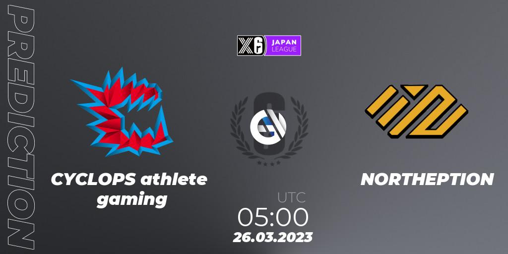 CYCLOPS athlete gaming vs NORTHEPTION: Betting TIp, Match Prediction. 26.03.23. Rainbow Six, Japan League 2023 - Stage 1