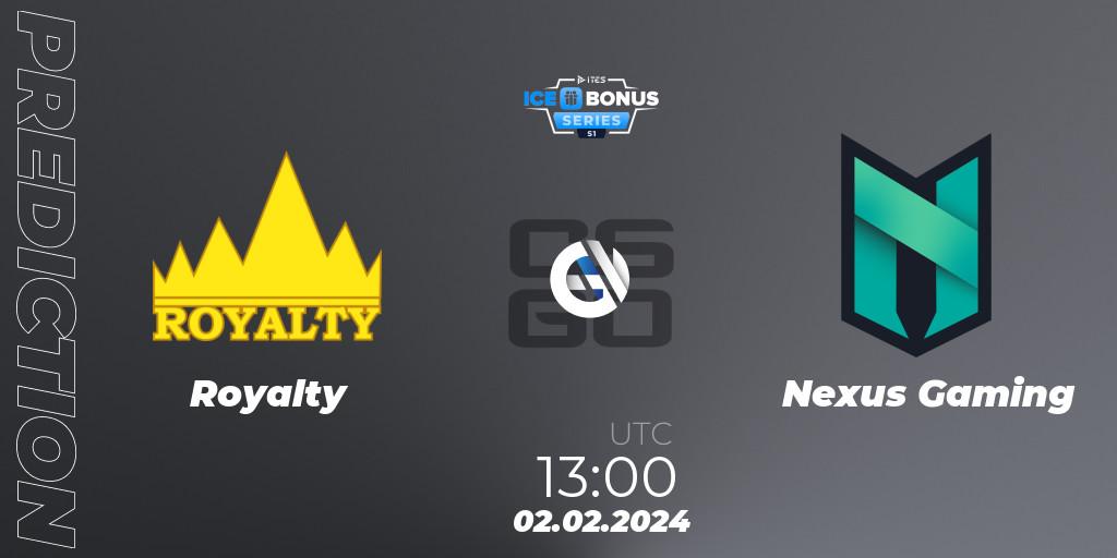 Royalty vs Nexus Gaming: Betting TIp, Match Prediction. 02.02.2024 at 14:00. Counter-Strike (CS2), IceBonus Series #1