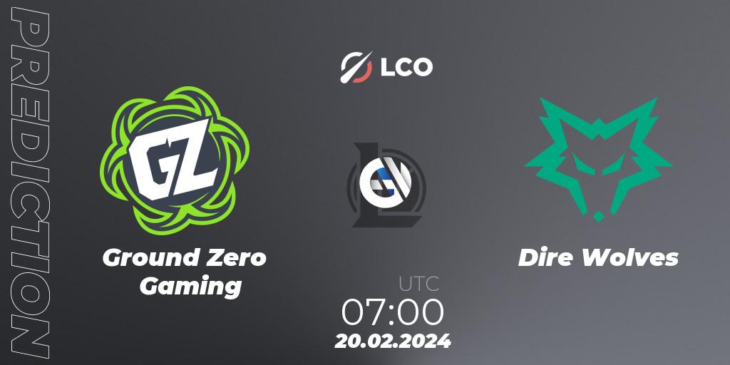 Ground Zero Gaming vs Dire Wolves: Betting TIp, Match Prediction. 20.02.2024 at 07:00. LoL, LCO Split 1 2024 - Group Stage